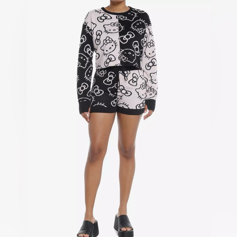 Hello Kitty Bow Split Crop Sweater And Short Set
Size XL